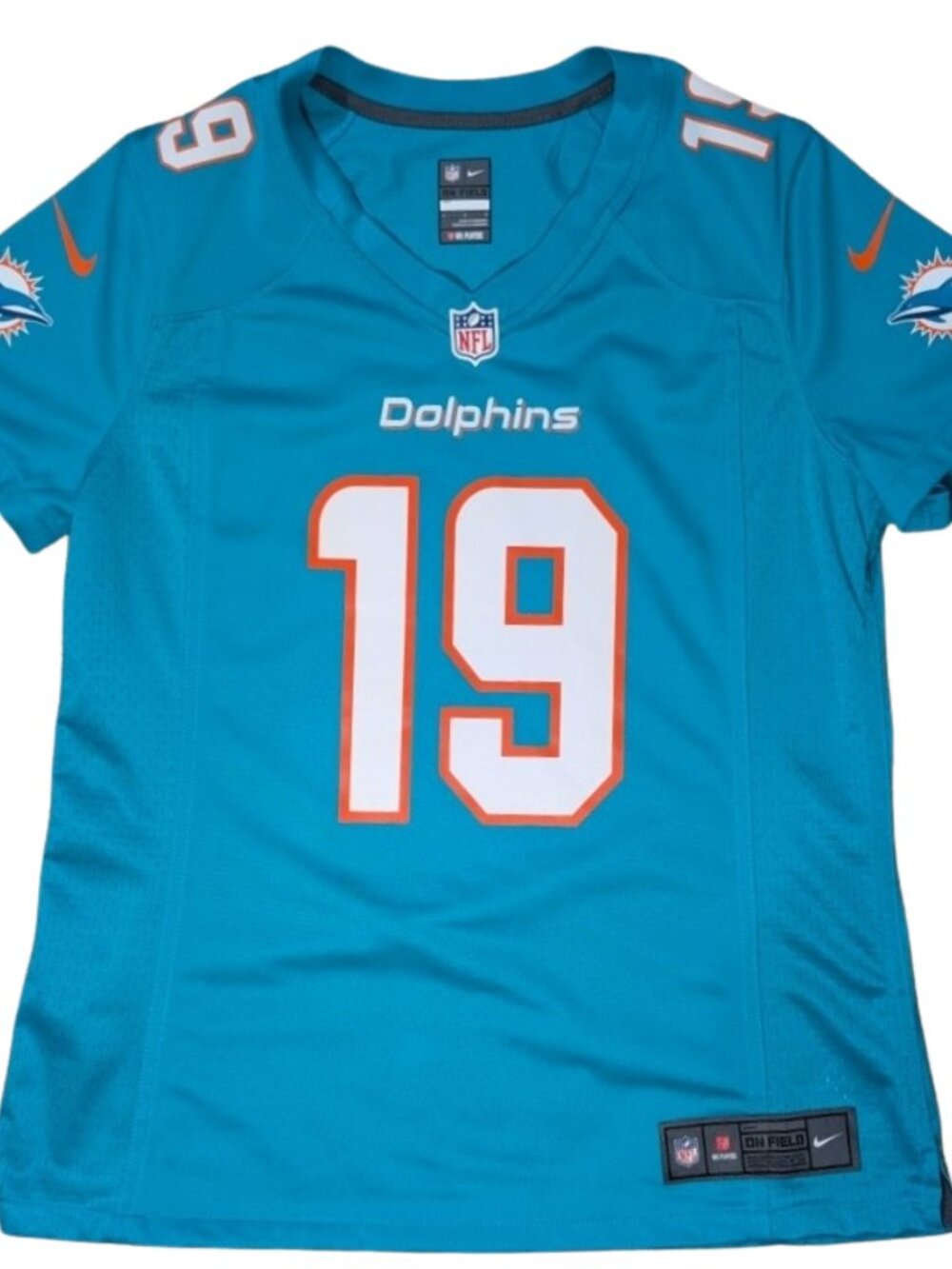 Nike Miami Dolphins Skylar Thompson Jersey Women's Size Large Aqua Blue #19